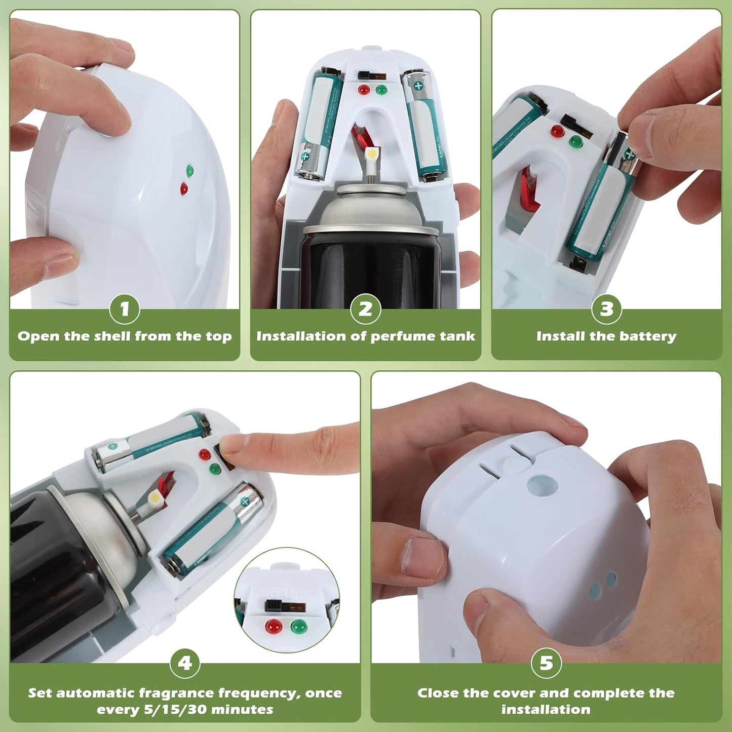 2PCS Automatic Air Freshener Spray Dispenser - Commercial and Home Use - Multiple Time Scent/Mist Release Settings for Room/Restroom Sprayer,Air Freshener not Included,White