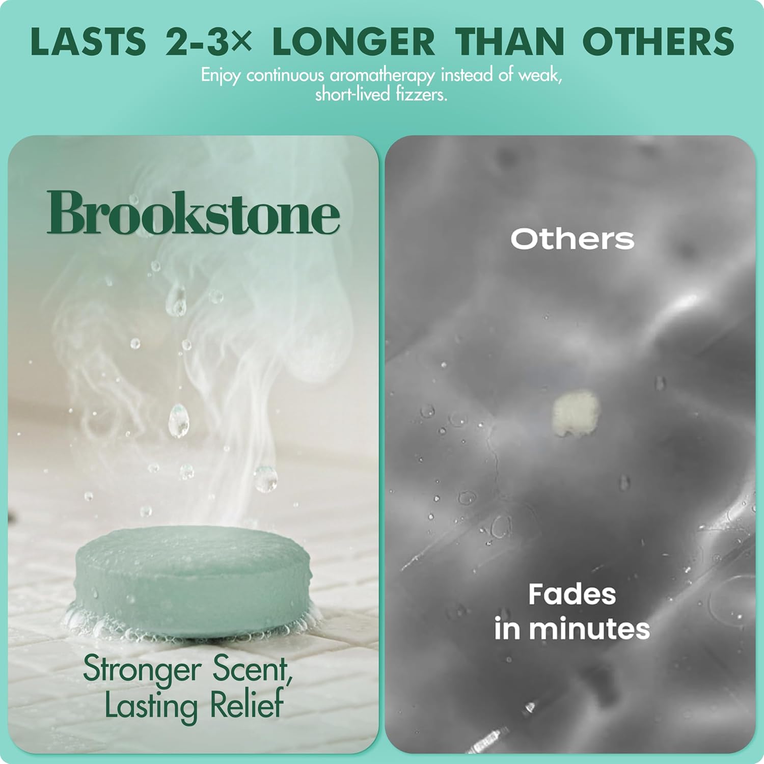 Brookstone Shower Steamers Aromatherapy 12 Tablets - Christmas Stocking Stuffers for Men, Birthday Gifts for Women, Green Elephant, Relaxation, Self Care - Shower Steamers Clean Breeze