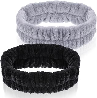 Ouligay 2PCS Face Washing Headband Spa Headbands for Skincare Hair Band Soft Facial Makeup Headband for Shower Mask Yoga Sports Exercise Gift for Women and Teens