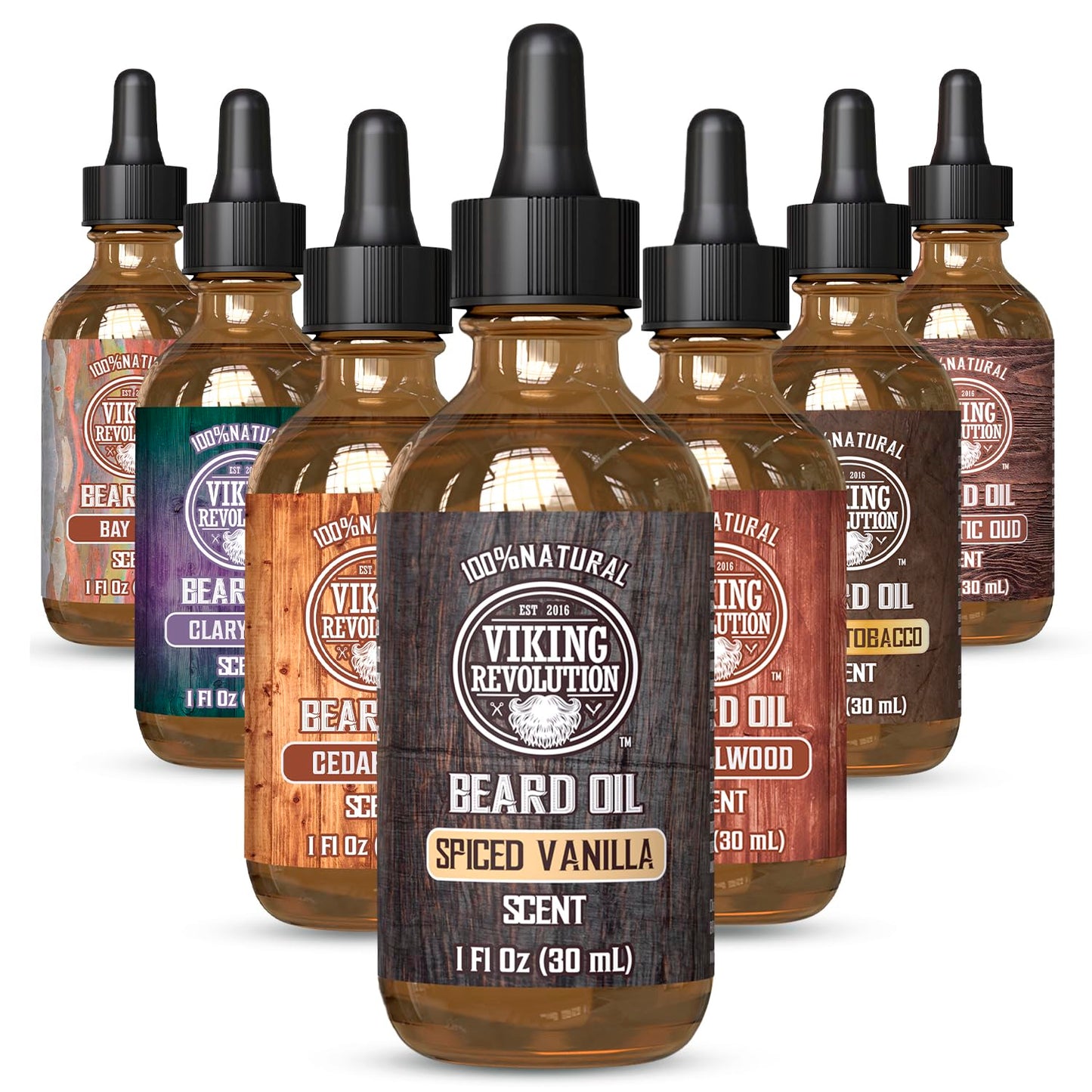 Viking Revolution Beard Oil for Men - Natural Mens Beard Oil with Argan Oil and Jojoba Oil - Beard Softener,Strengthens and Moisturizes - Beard Conditioner for Men (Spiced Vanilla, 1 Pack)