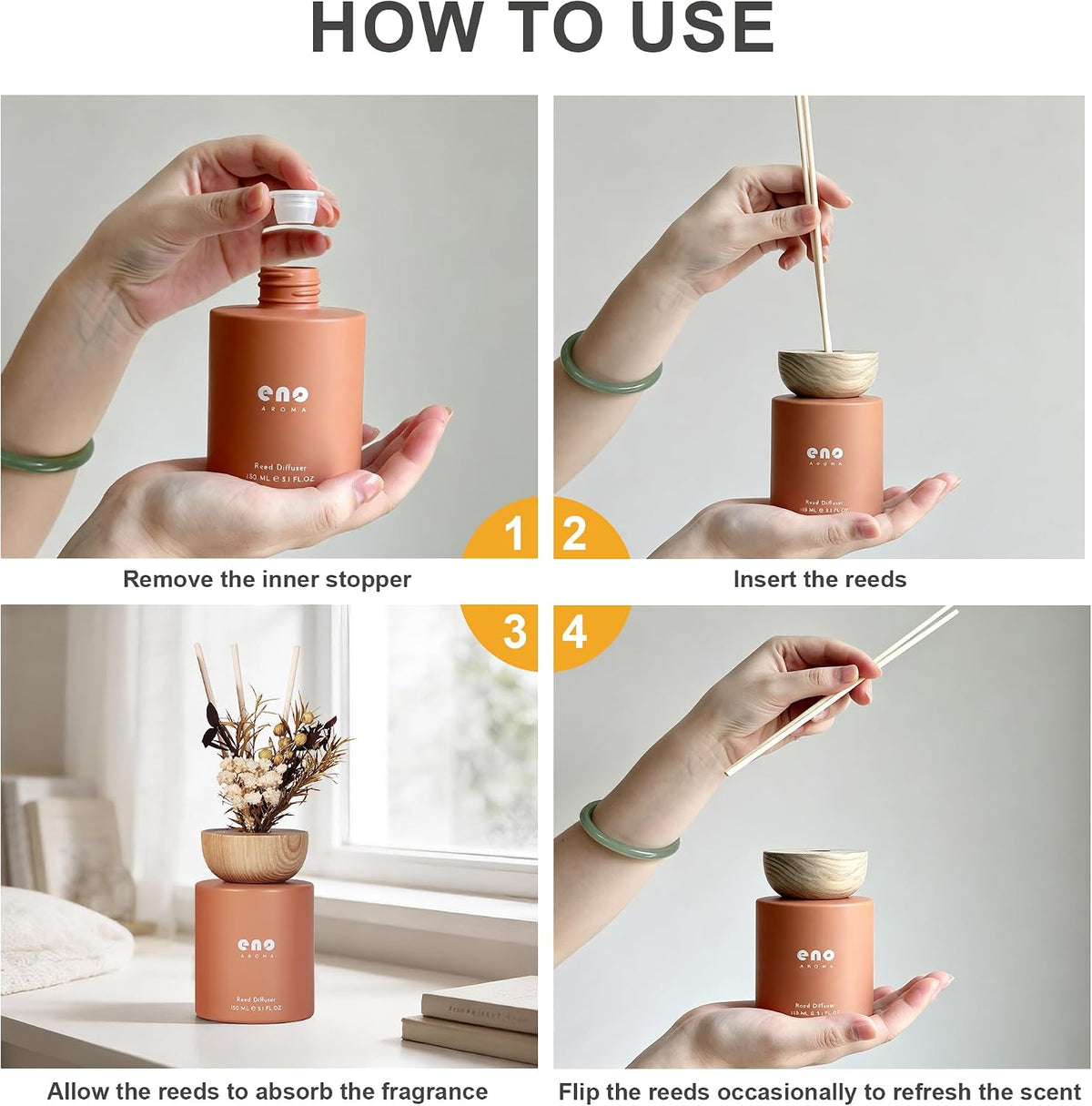 Reed Diffuser Set with Dried Flowers, 5.1 fl oz / 150ml, Mango Papaya Salad - Home Fragrance Diffuser with Sticks for Bathroom Shelf Decor, Bedroom, Office &amp; Gift