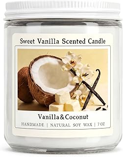 Homsolver Creamy Vanilla Coconut Scented Candle, Natural Soy Candles with 50+ Hours Burn Time, Anniversary Birthday Mothers Day Gifts for Women, Mom Wife, Warm&Soft Home Fragrance(Boutique Gifts Size)