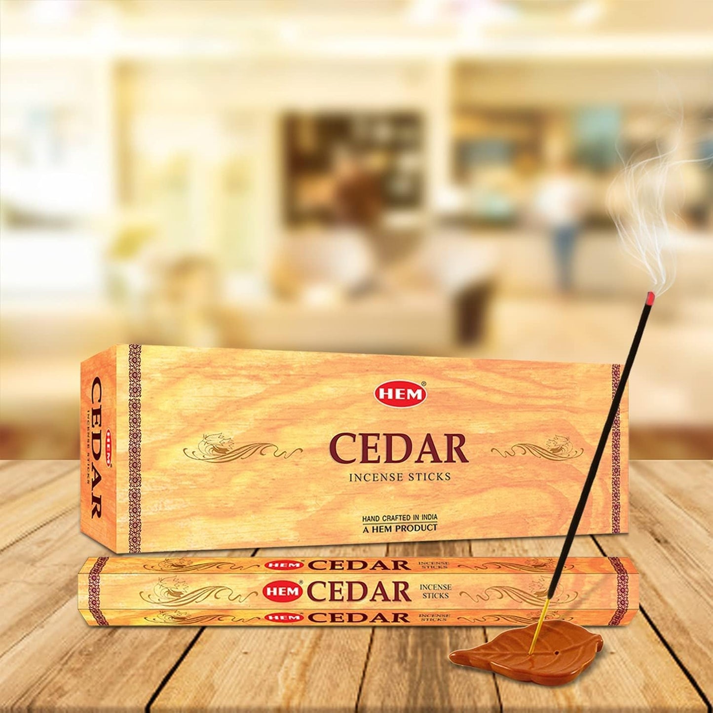 HEM Cedar Incense Sticks Pack Of 120 Count | 100% Natural, Pure House & Flower Powder | Fresh & Long Lasting Fragrance | Aromatherapy Incense For Air Purifier, Stress Relief & Cleansing | Gift Set