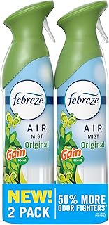 Febreze Air Mist, Air Freshener Spray, Odor Fighting Room Spray, Deodorizer for Home Bathroom Kitchen Office Apartment Dorm Room Classroom, Gain Original Scent, 8.1oz, (Pack of 2)