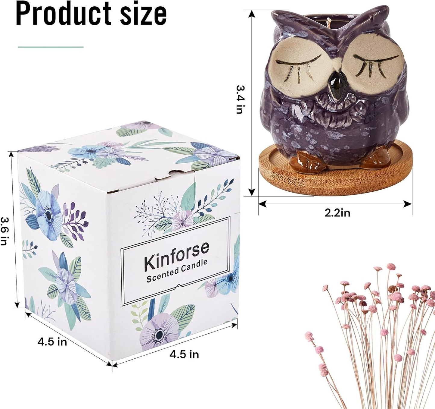 Kinforse Scented Candles Gifts for Ladies, Birthday Presents for Women,Owl Gifts for Women Lavender Candle, Best Friend Unique Happy Birthday Bath Candle Set Gift Ideas with Marbling Gift Box……