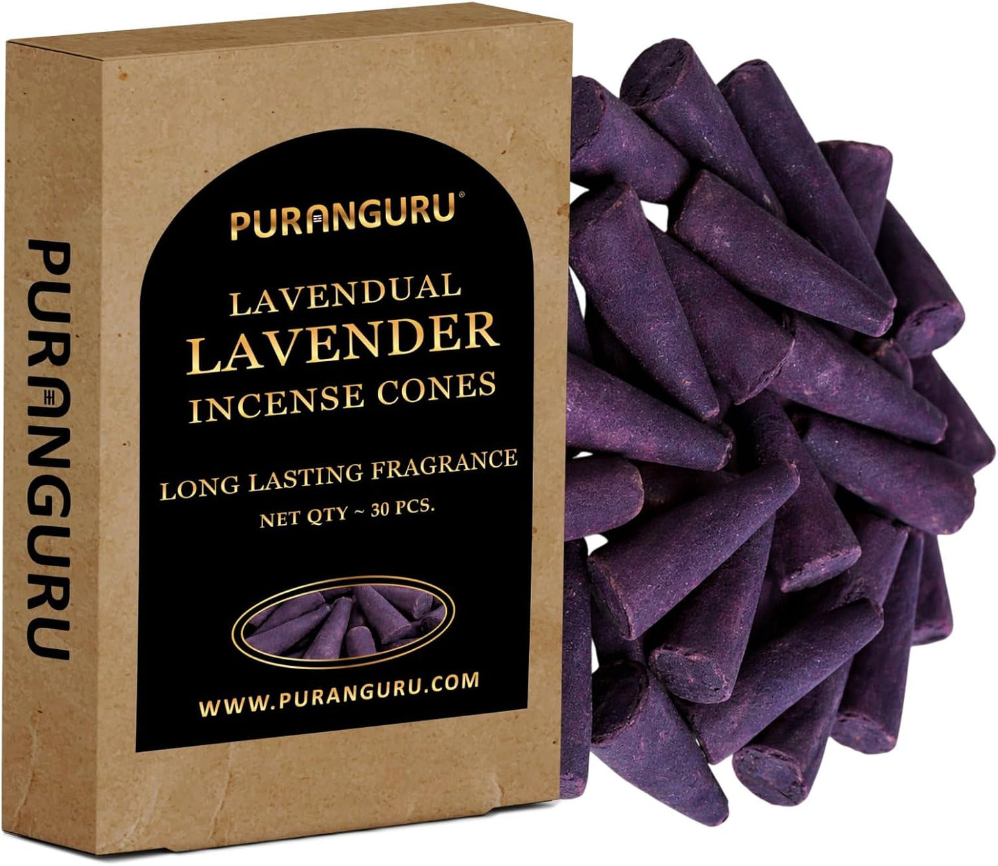 Lavender Incense Cones | 30 Per Box | Big Size 1.5" | Natural Dhoop Cones | Lavendula Flower Fragrance Dhoop Batti Agarbatti | Idea for Aromatherapy, Meditation, Relaxation and Home Décor