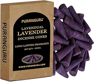 Lavender Incense Cones | 30 Per Box | Big Size 1.5" | Natural Dhoop Cones | Lavendula Flower Fragrance Dhoop Batti Agarbatti | Idea for Aromatherapy, Meditation, Relaxation and Home Décor