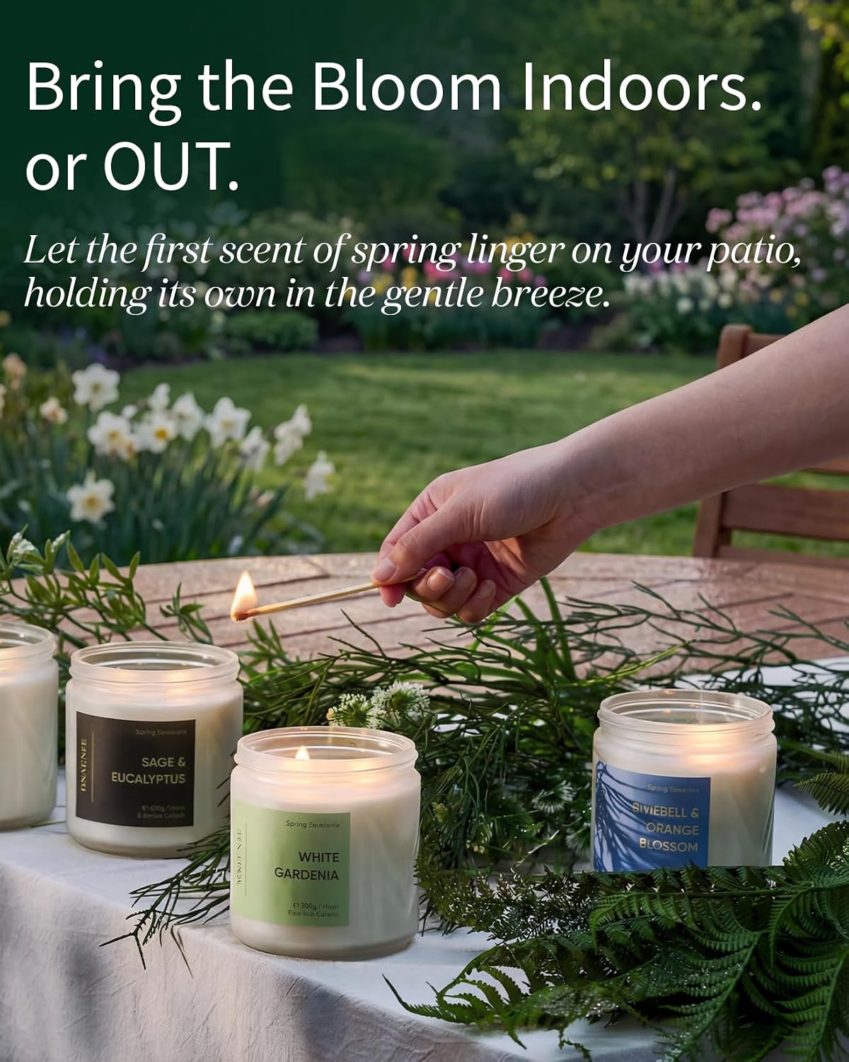 M&SENSE White Gardenia Scented Candle, 11.6oz Natural Soy Wax Non Toxic, 70-Hour Long Lasting Burn Time, 2-Wick Aromatherapy Gifts for Her, Spring Home Refresh & Romance