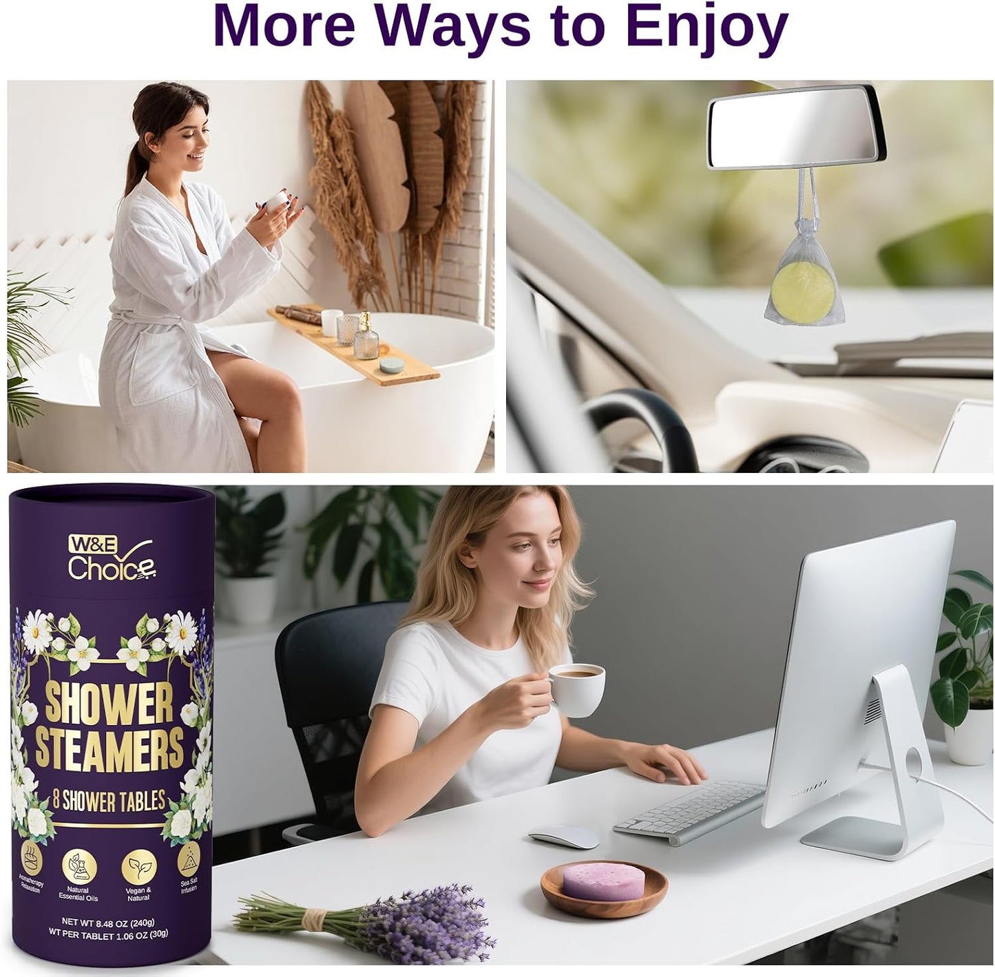 W&E Choice Shower Steamers Aromatherapy 8 Counts, Gifts for Women, Shower Bombs with Natural Essential Oils for Daily Relaxation & Stress Relief, Birthday Gifts for Wife, Mom