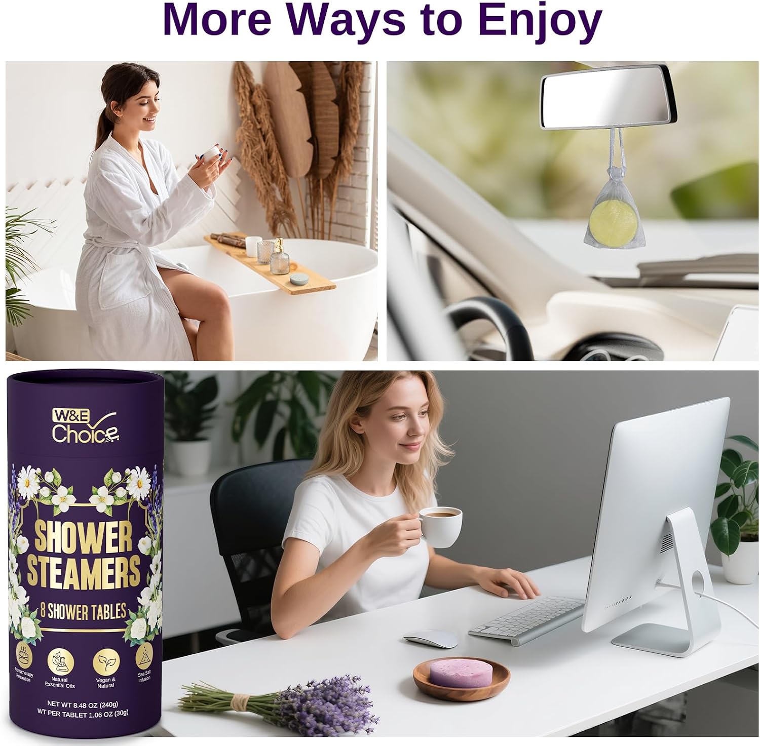 W&E Choice Shower Steamers Aromatherapy 8 Counts, Gifts for Women, Shower Bombs with Natural Essential Oils for Daily Relaxation & Stress Relief, Birthday Gifts for Wife, Mom