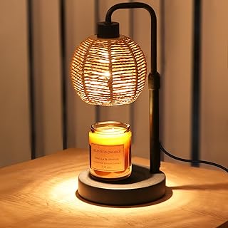 Candle Warmer Lamp with Timer Dimmable, Natural Weaving Boho Electric Candle Lamp, Wax Warmer Lamp for Mothers Day Gifts for Mom, House Warming Gifts New Home Decor