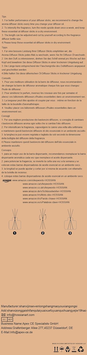 HOSSIAN 50pcs Reed Diffuser Sticks- Black Fibre Reed Diffuser Sticks-Thick Diffuser Reeds Sticks - Diffuser Sticks for Diffuser Oils Fragrance Refill - Fibre Reeds for Diffusers(Black7.5/19cm)