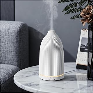 SALKING Essential Oil Diffuser, 100ml Aromatherapy Diffusers with Adjustable Mist Mode Timer Setting, Ultrasonic Diffusers for Essential Oils, 8 LED Colors, for Office Home (White)