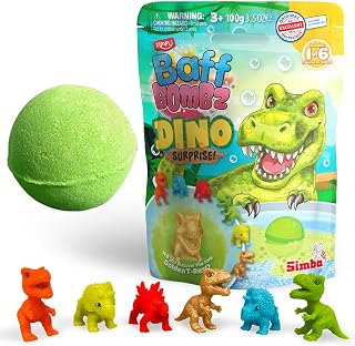 Zimpli Kids Large Dino Surprise Bath Bomb, 1 of 6 Surprise Dinosaur Toys to Collect, One per Baff Bomb, Mystery Toys for Boys & Girls, Collectable Gifts for Kids Aged 3 and up