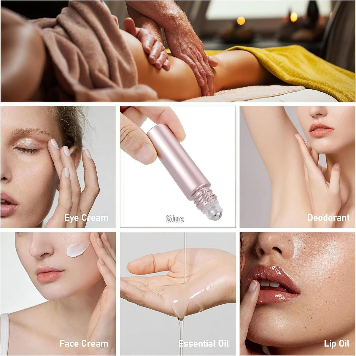8Pcs 10ml Essential Oil Roller Bottles, Matte Rose Gold