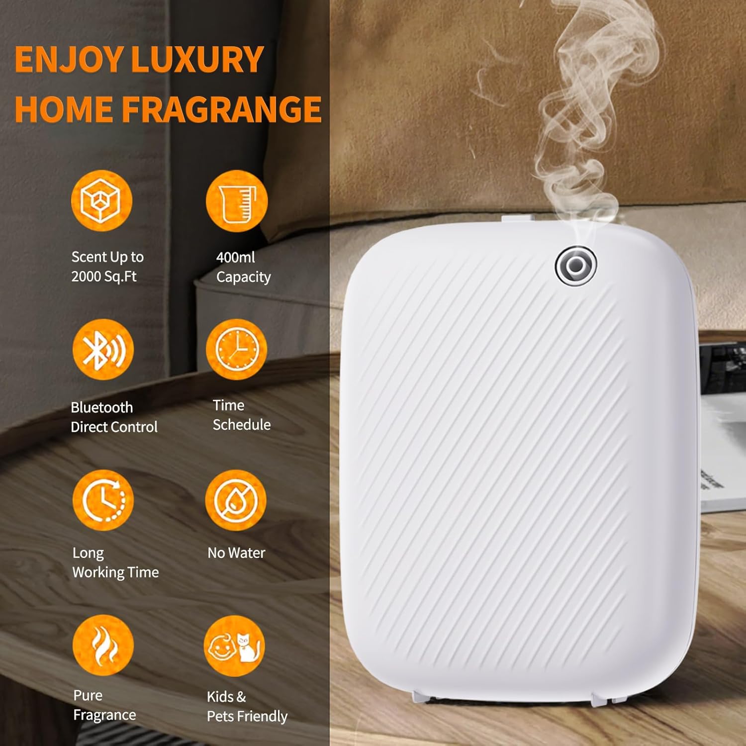 Smart Waterless Essential Oil Diffuser, 400ML Hotel Scent Diffuser with 12A1V Power Adapter for Large Room and Commercial Use, Scent Air Machine Cover Up to 2000 Sq.Ft