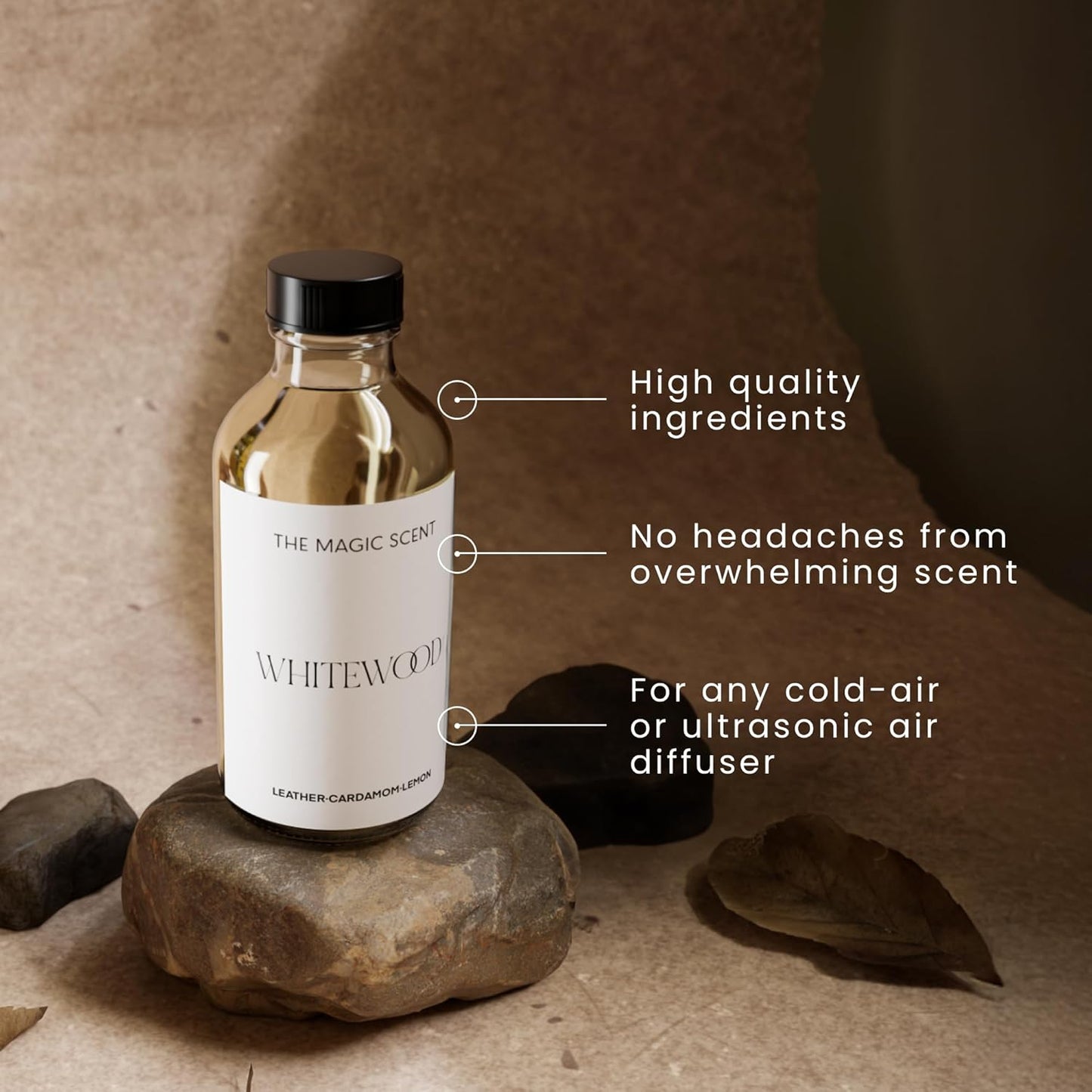 The Magic Scent Whitewood Diffuser Oil - Hotel & Home Luxury Scents Inspired by 1 Hotel Miami, Compare to My Way Diffuser Oil Scents for Home, Designed for Use in All Diffusers - 16.9 fl oz, 500 mL