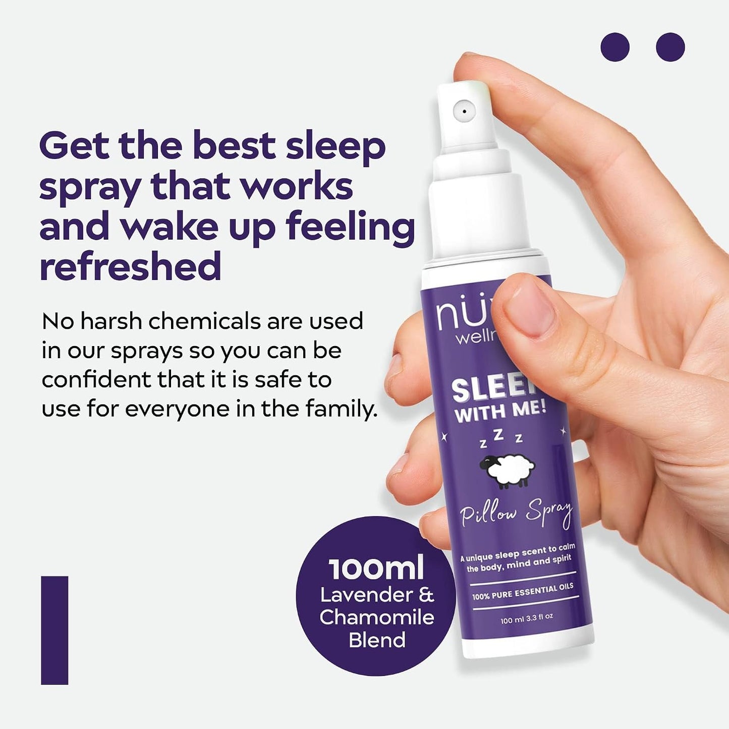 Premium Pillow Spray - Made with Therapeutic Essential Oils - Deep Sleep pillow Spray Mist with Lavender and Chamomile - Sleep spray for Pillows