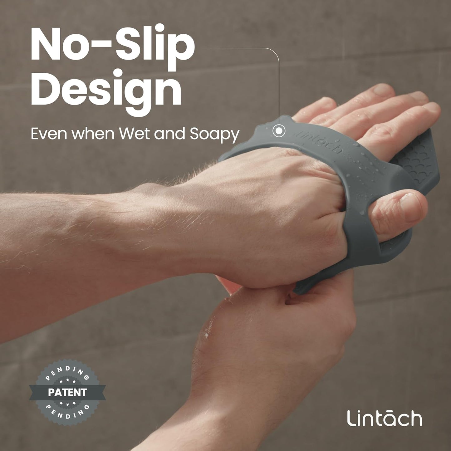 Silicone Shower Scrubber for Body – Exfoliating Loofah Alternative, Zinc & Silver-Infused, Hygienic & Gentle for Sensitive Skin, Durable & Long-Lasting Body Scrubber for Men - Gray