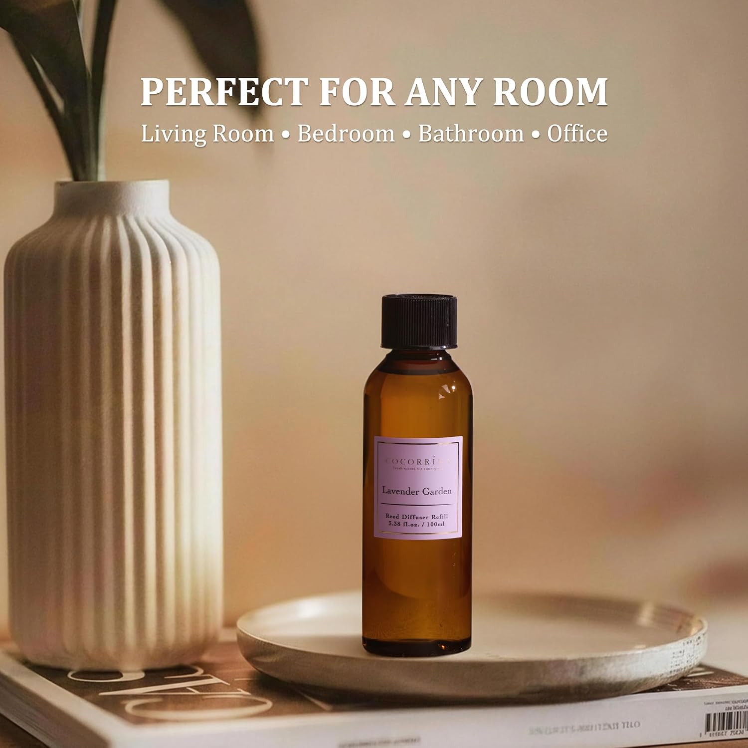 COCORRÍNA Reed Diffuser Set, 10.2oz Scented Oil Refill 3 Pack, Cashmere Vanilla, Ocean Mist, Lavender Garden, Long Lasting Oil Diffuser Refill with 18 Sticks for Bathroom & Bedroom