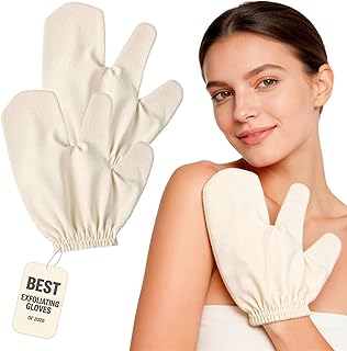 Garshana Gloves Raw Silk Massage Gloves Ayurvedic Massage Lymphatic System Glove for Hands Cellulite Dry Brushing Sleeping Exfoliating Smooth Glove for Women Body Portable