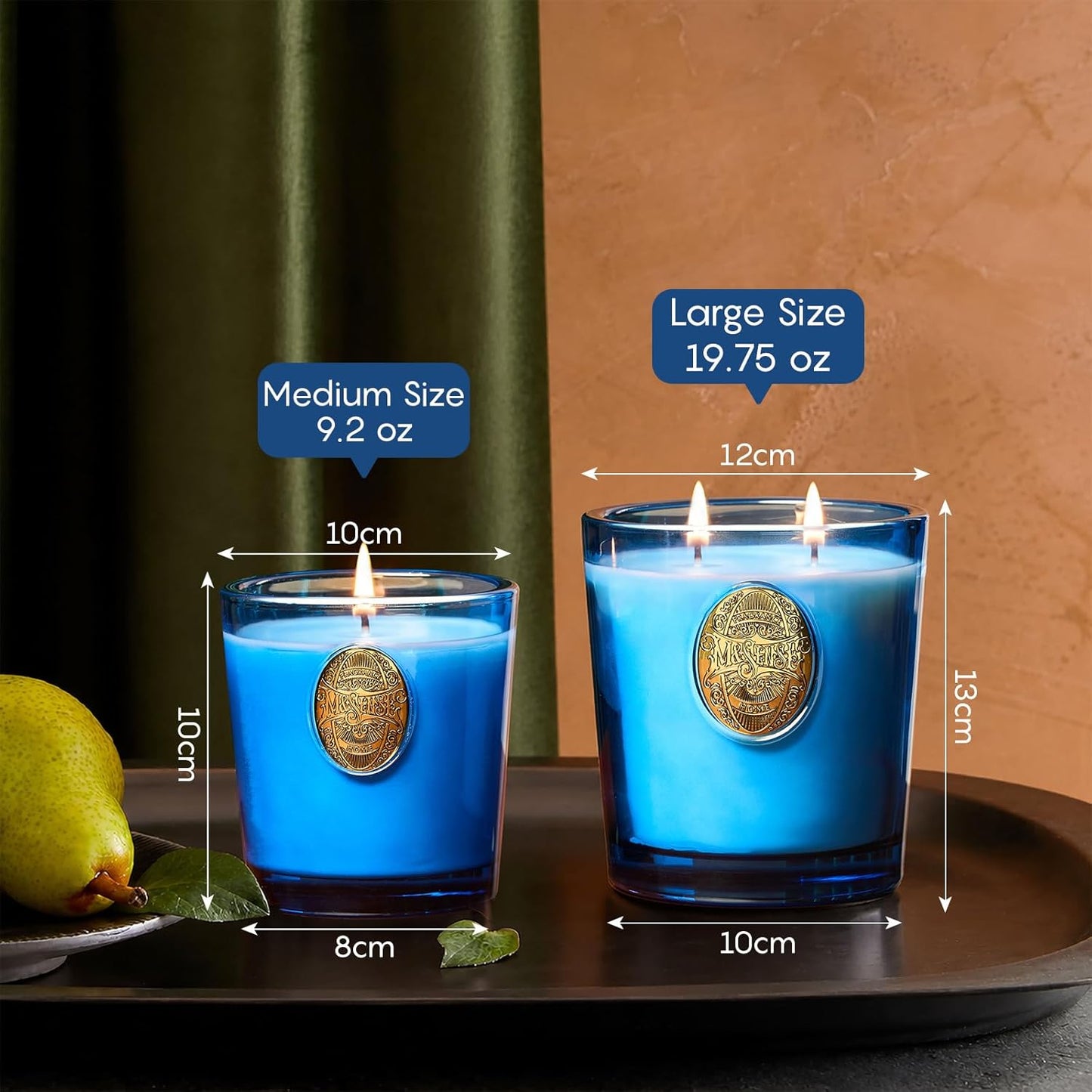 M&SENSE Natural Strong Summer Soy Candle | Peace & Blue | 9.2 oz, 50H Burn Time | Luxury Scented Candle for Relaxation, Gifting, SPA