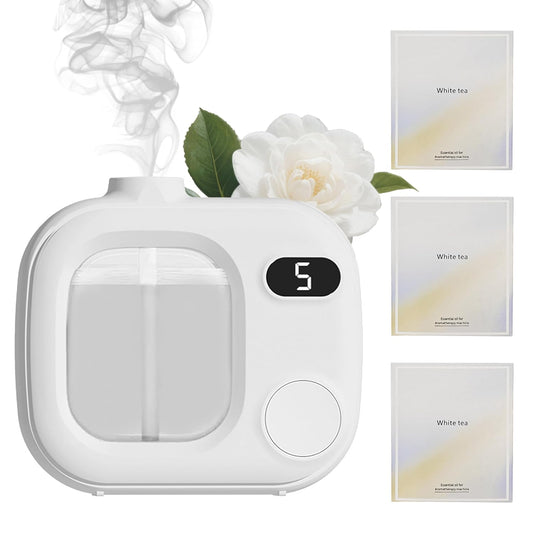 Cute Mini Aromatherapy Diffuser - Ultrasonic Essential Oil Difusor with 5 Mist Levels Smart Scented Cordless Air Fragrance
