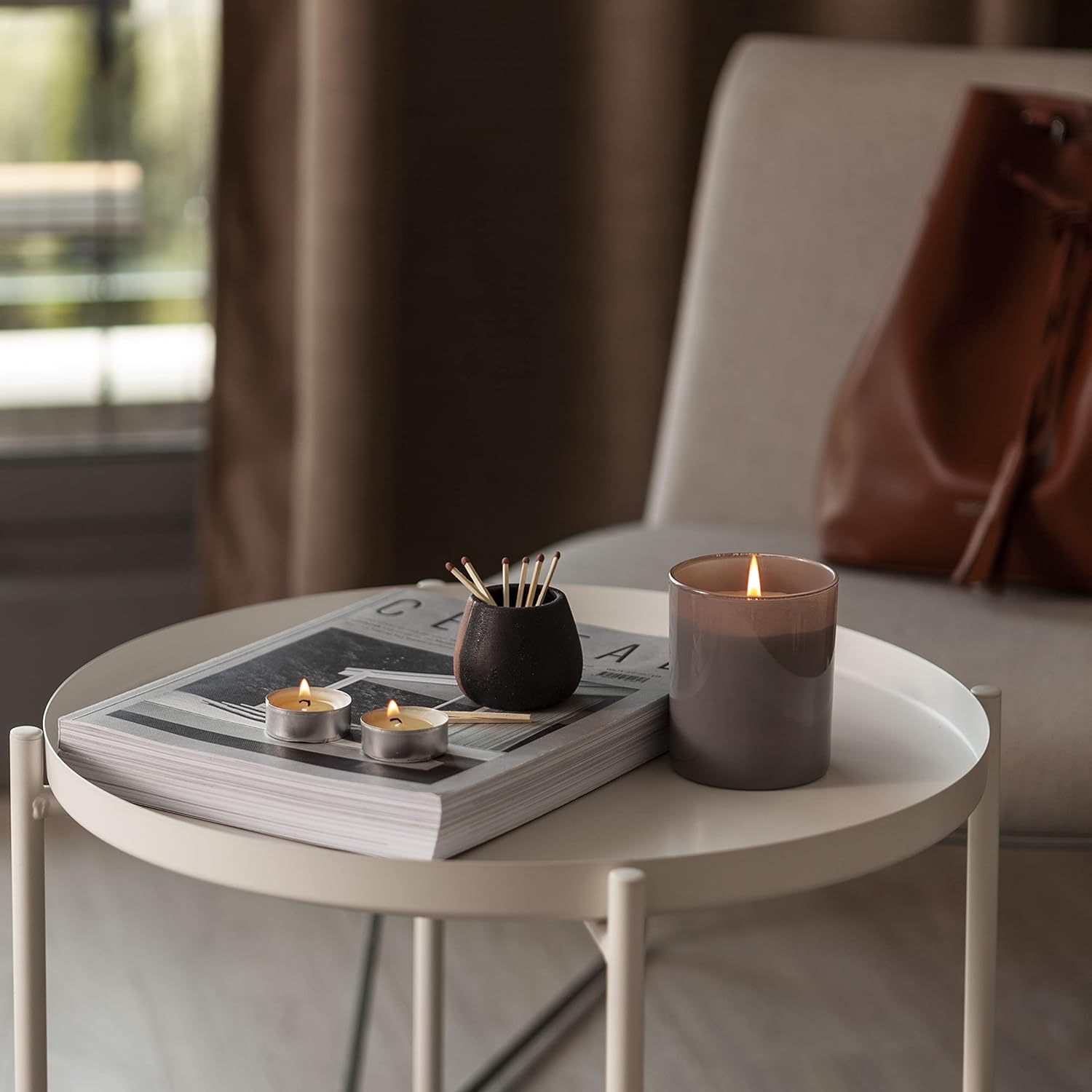 Amarcado Ceramic Match Holders with Striker - Set of 2 - Candle Accessories - Candle Lover Gifts - Housewarming Gift - Matches NOT included