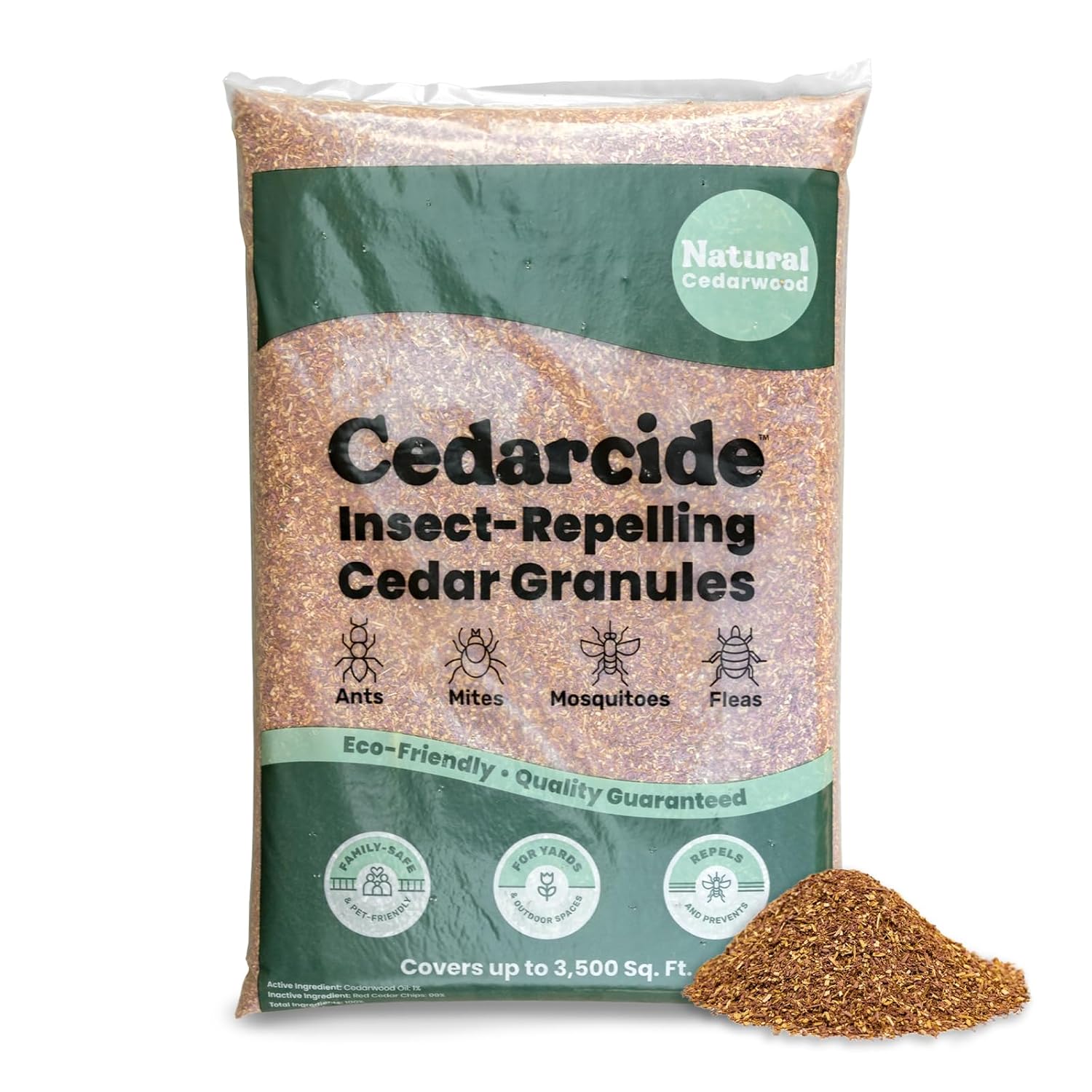 Cedarcide Original Cedar Granules – Cedar Chips for Home & Garden | Repels Ants, Aphids, Spiders, Mosquitos | Smells Great & Easy to Use | 1 Bag (8 lbs)