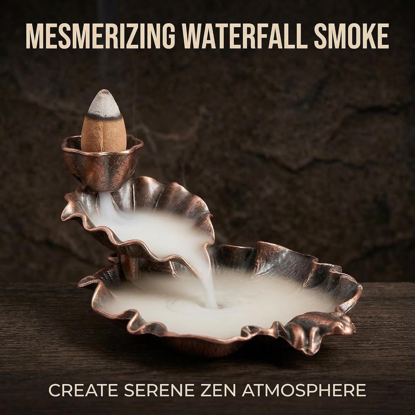 Lavender Backflow Incense Cones - 50 Large Waterfall Back Flow Cones Scented - Includes 1 backflow Incense Burner
