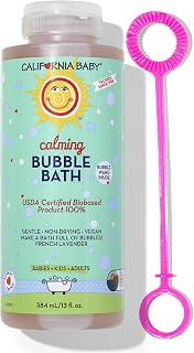 California Baby Calming Lavender Bubble Bath | 100% Plant-Based Kids Bubble Bath | Gentle Baby Bubble Bath | Free Bubble Wand | 384 mL / 13oz