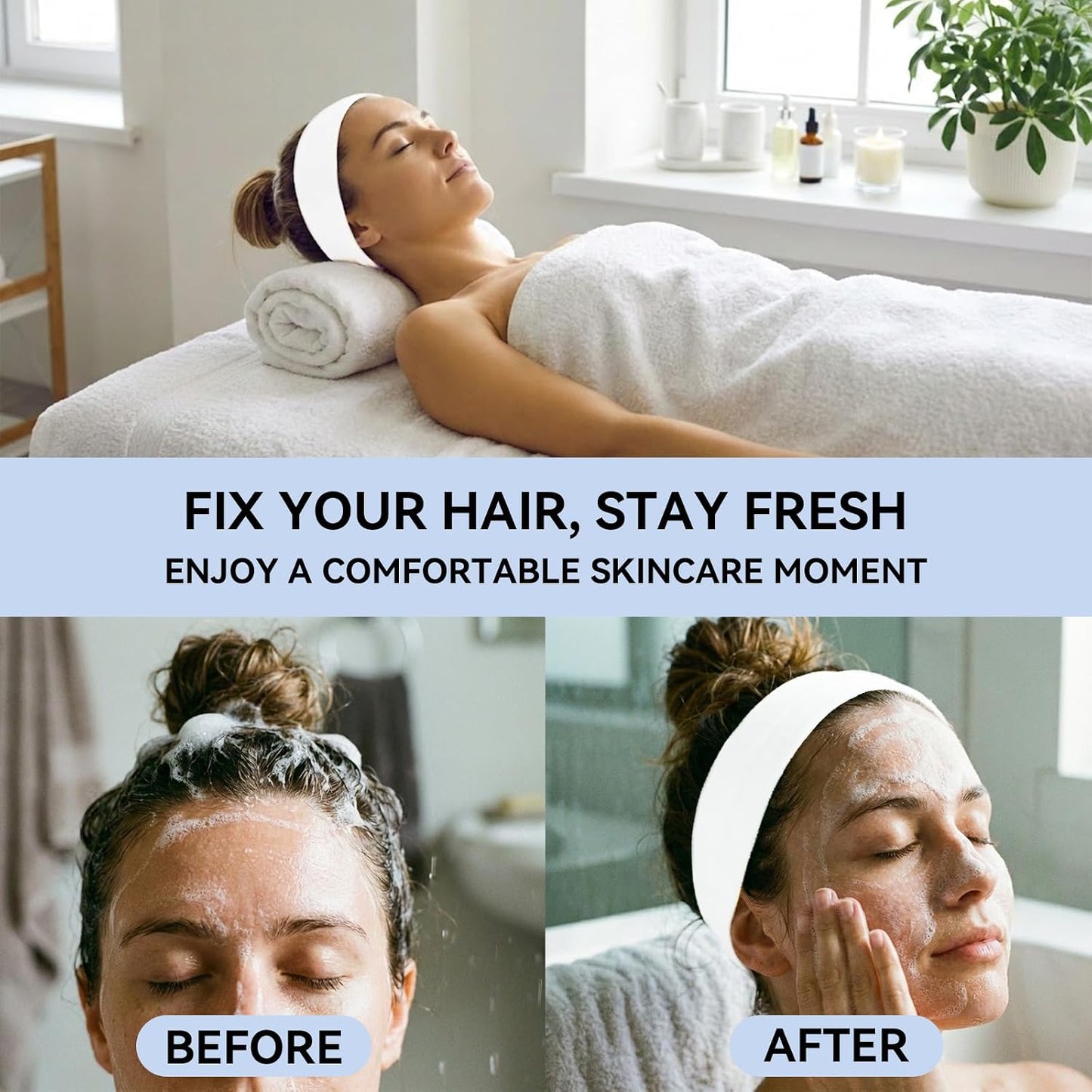 White Disposable Spa Headband for Women – 36pcs Disposable Headbands for Spa Hair bands for Facials, White Headband for Esthetician, Skincare & Washing Face, Professional Facial headbands for Women