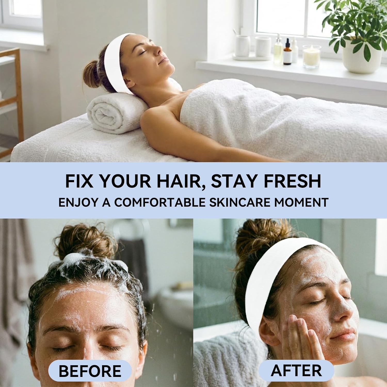 White Disposable Spa Headband for Women – 36pcs Disposable Headbands for Spa Hair bands for Facials, White Headband for Esthetician, Skincare & Washing Face, Professional Facial headbands for Women