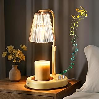 Gifts for Women, Candle Warmer Lamp with Bluetooth Speaker, Timer and Dimmer Candle Warmer Lamp with Height-Adjustable Pole Fits Different Wax Jars Perfect for Sleep, Relaxation & Home Decor
