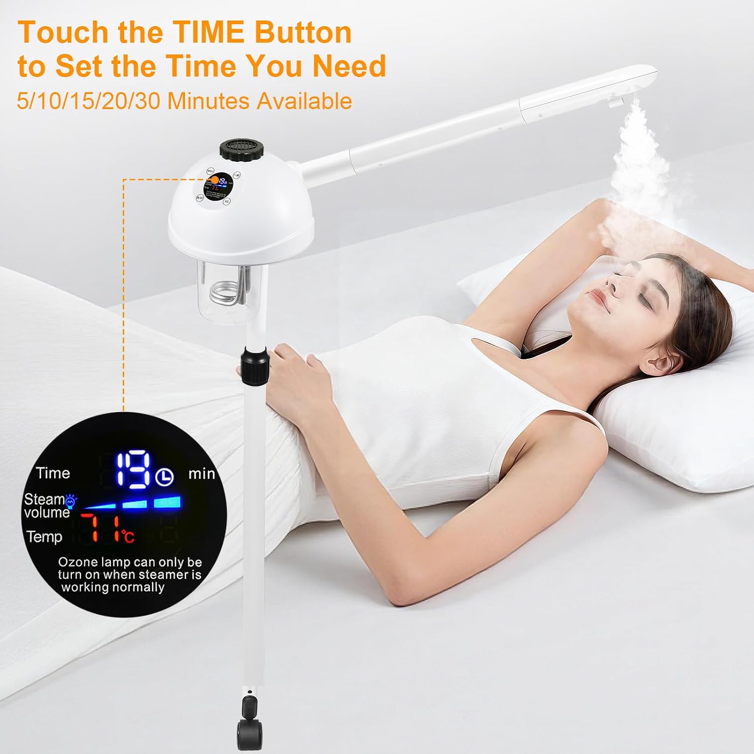 Professional Facial Steamer, Vaporizador Facial with Steam Adjustable & Timer, Movable Arm, Preheating Esthetician Steamer, Home Beauty Salon SPA