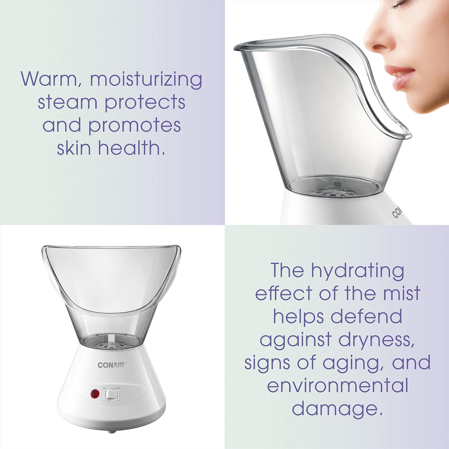 True Glow by Conair Moisturizing Mist Facial Steamer, Warm Steam Face Sauna for Deep Pore Cleansing & Hydration, Home Spa Skin Care System, Model MDF8