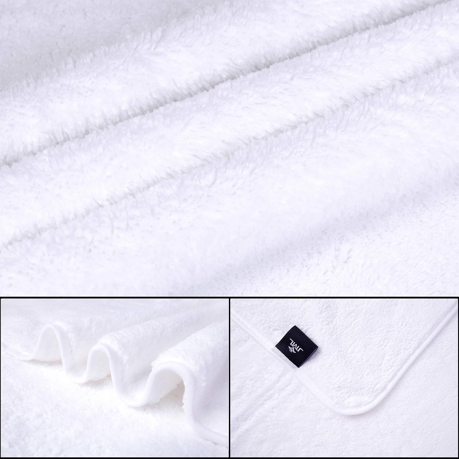 JML Large Bath Towels Set of 2, 30"x60", Oversized, Lightweight, Soft, Absorbent, Lint-Free Microfiber Fleece Bathroom Towel for Hotel Salon Sauna Spa Gym Workouts Shower Swimming Pool Yoga, White