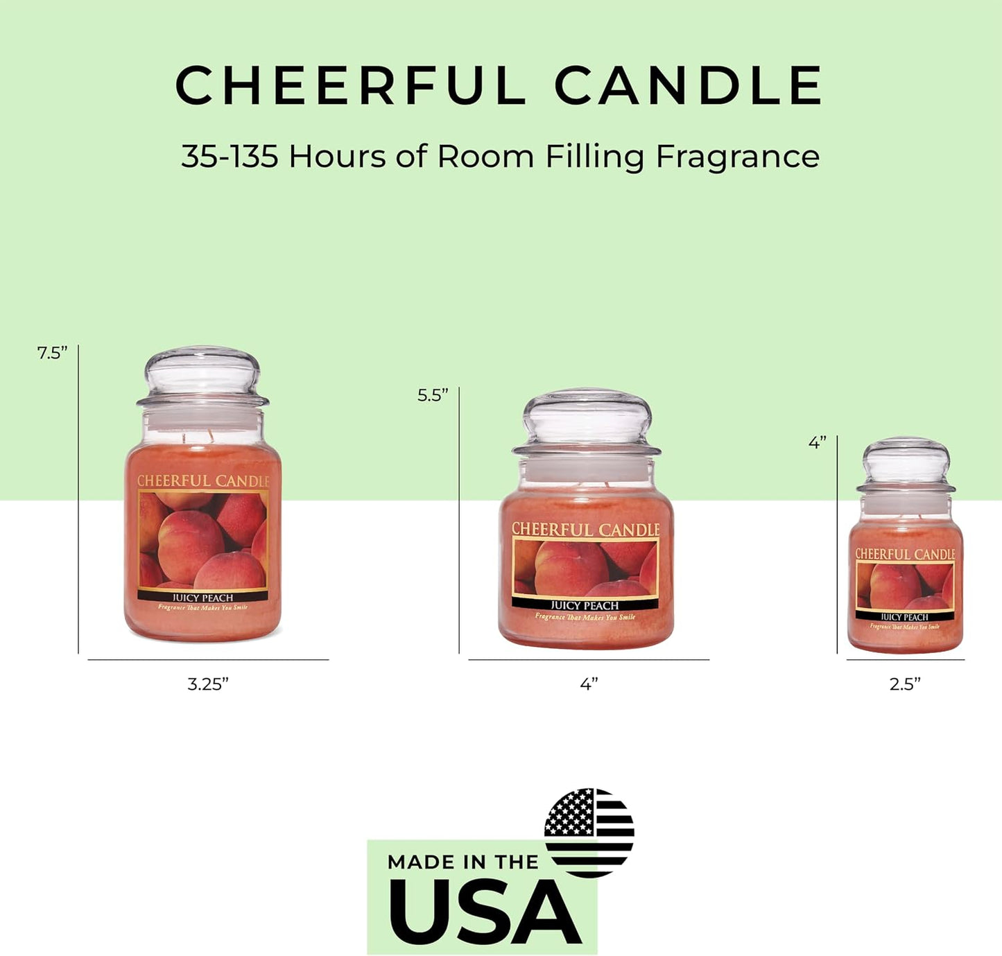 A Cheerful Giver - Juicy Peach Scented Glass Jar Candle (24 oz) with Lid & True to Life Fragrance Made in USA