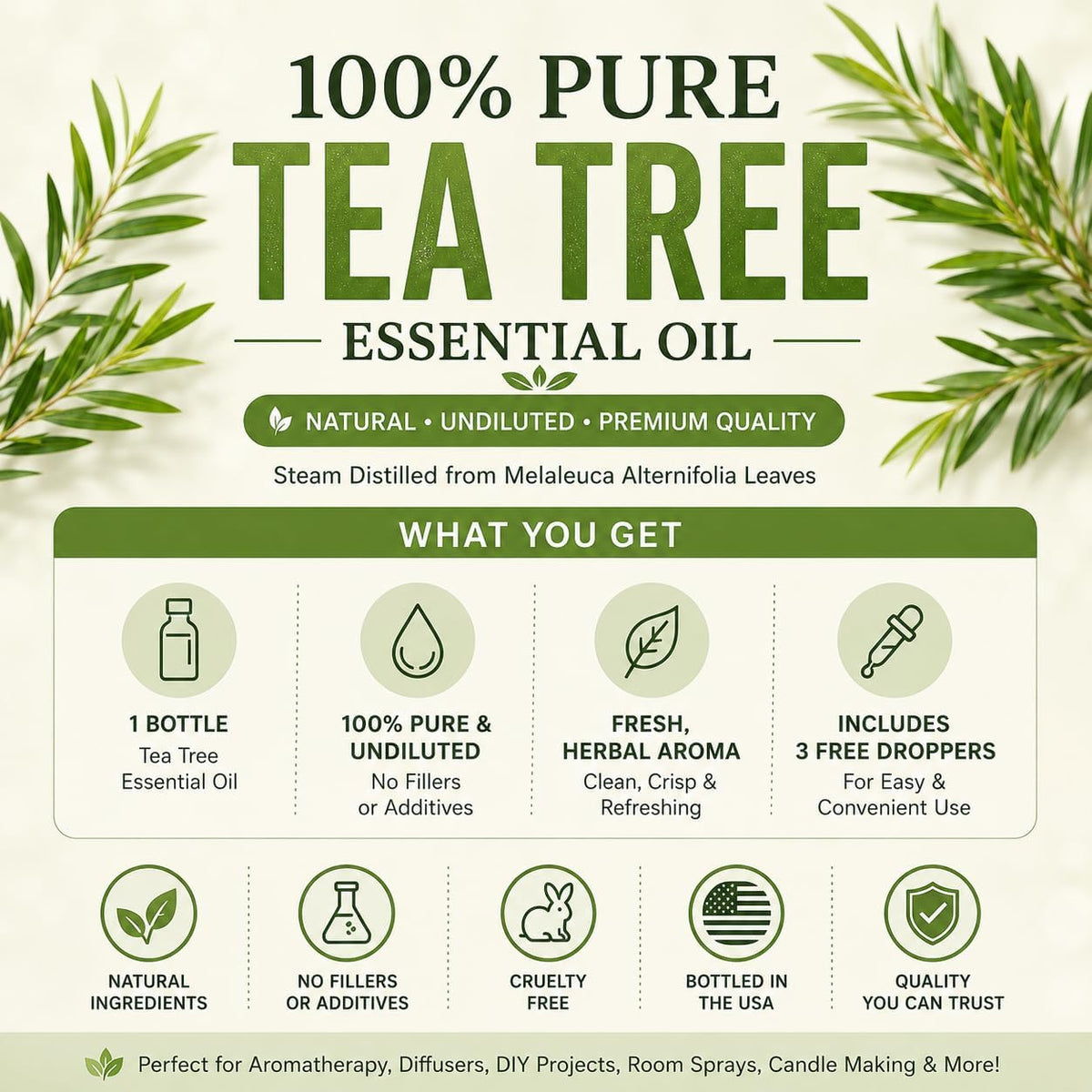 GreenHealth Tea Tree Essential Oil 2 fl oz (59 mL)