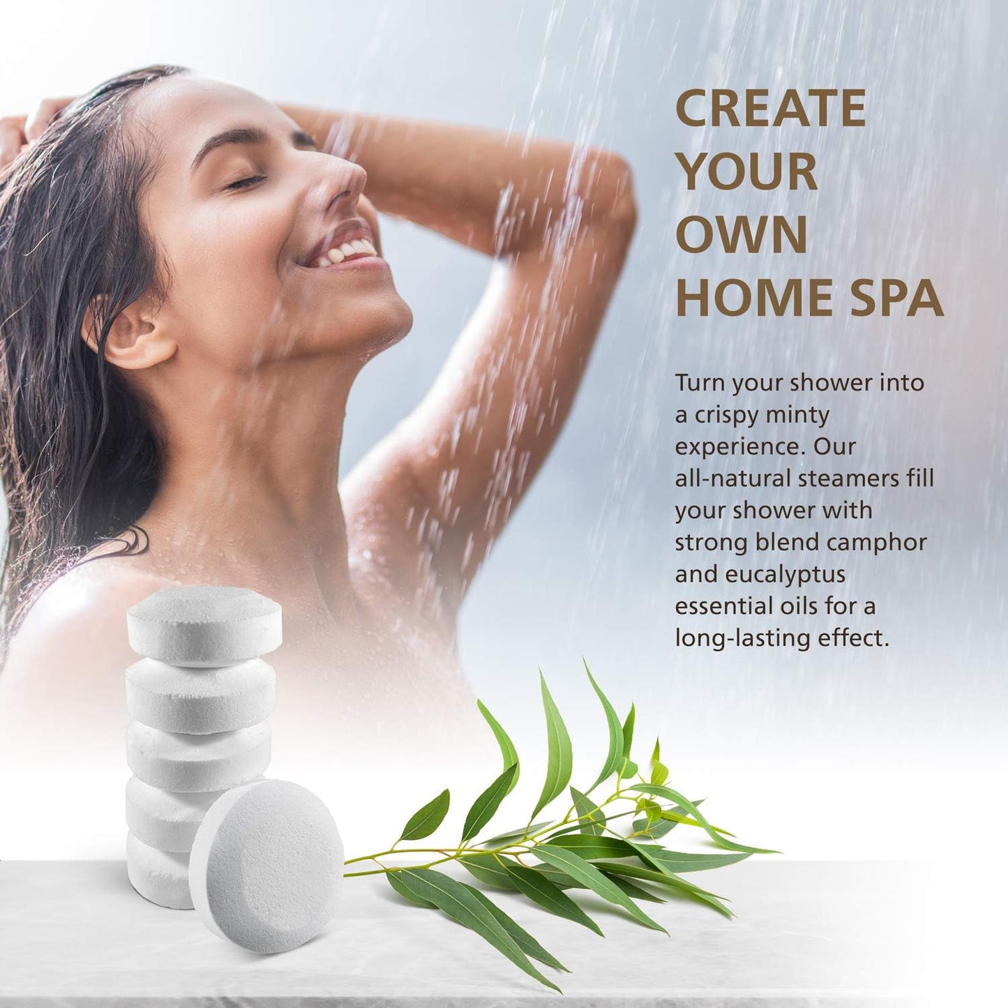6 Organic Shower Steamers Vapor Tablets Extra Strong with Menthol Crystals, Camphor and Eucalyptus Essential Oils - Congestion and Sinus Relief for Your Own Home Spa Therapy - 2 oz/Each