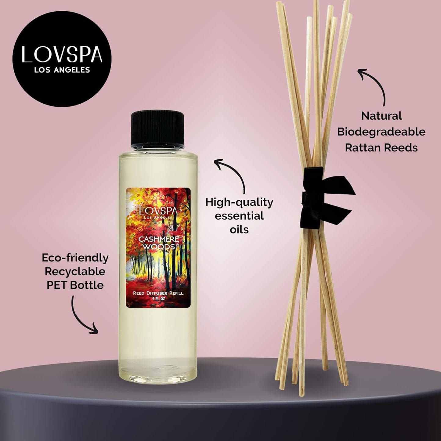 Cashmere Woods Diffuser Oil - Fall Essential Oils for Diffuser Refill & Air Freshener Room Spray - Long-Lasting & Natural Home Fragrance, Scented Oil for Diffusers, USA Made, 4oz