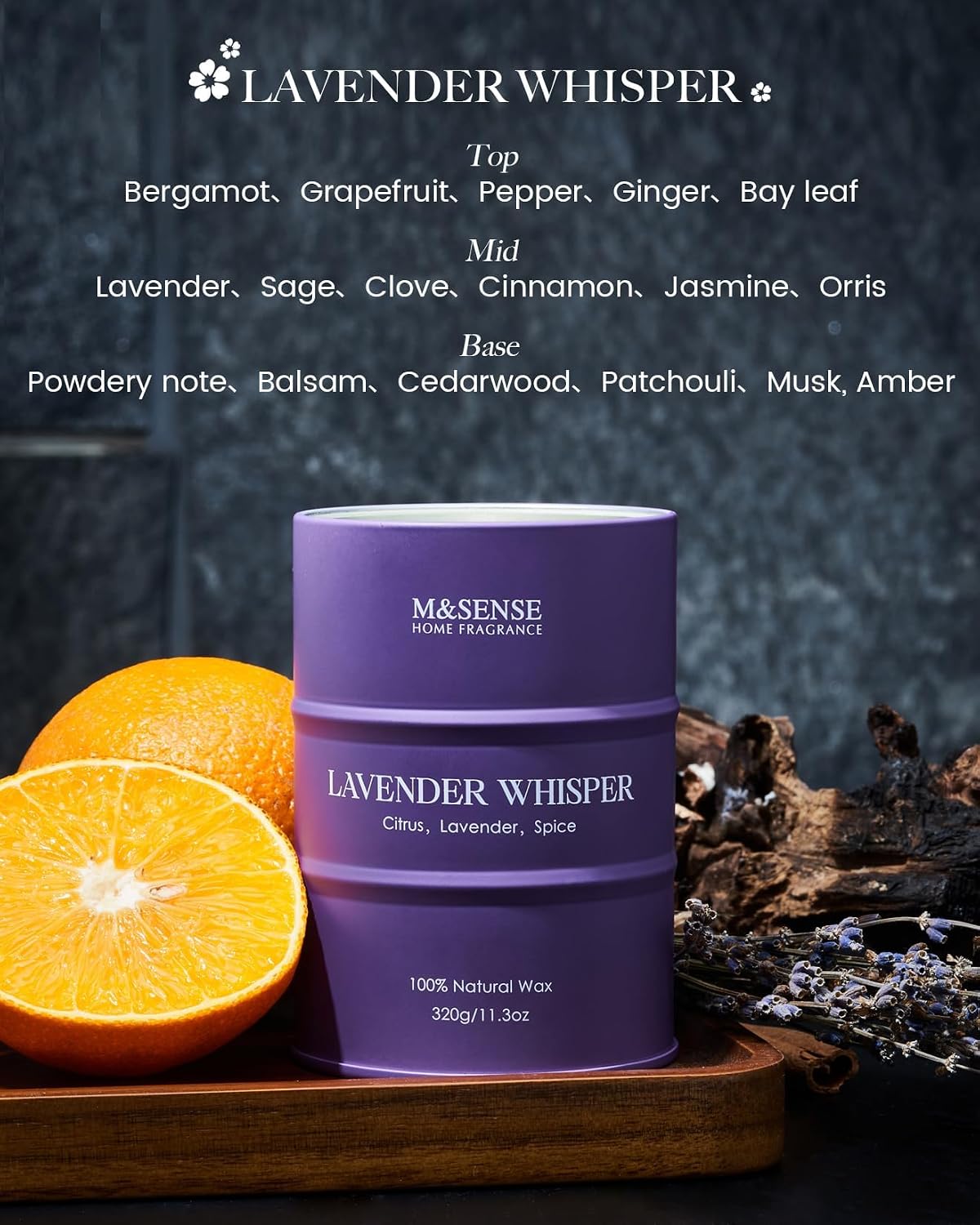 M&SENSE Lavender Soy Candles for Home Scented 11.6oz 70 Hour Long Burning, Aromatherapy Candle for Stress Relief Meditation Relaxing, Appreciation Gifts for Mom Teacher Friends