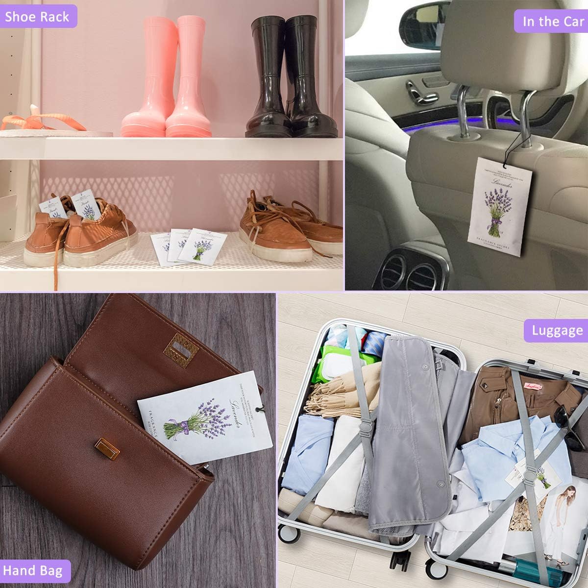 MYARO 12 Packs Lavender and 12 Packs Linen Scented Sachets Air Freshener for Drawer and Closet, Long-Lasting Sachets Bags Drawer deodorizers Fresh Scents, Home Fragrance Sachet for Lover