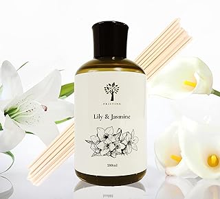 PRISTINE Lily & Jasmine Diffuser Refill with Free Reed Stick | Lily of Valley & Jasmine Room Fragrance Reed Diffuser, Oil & Room Diffusers with Reeds Stick Set | Refreshing Home Fragrance Scent