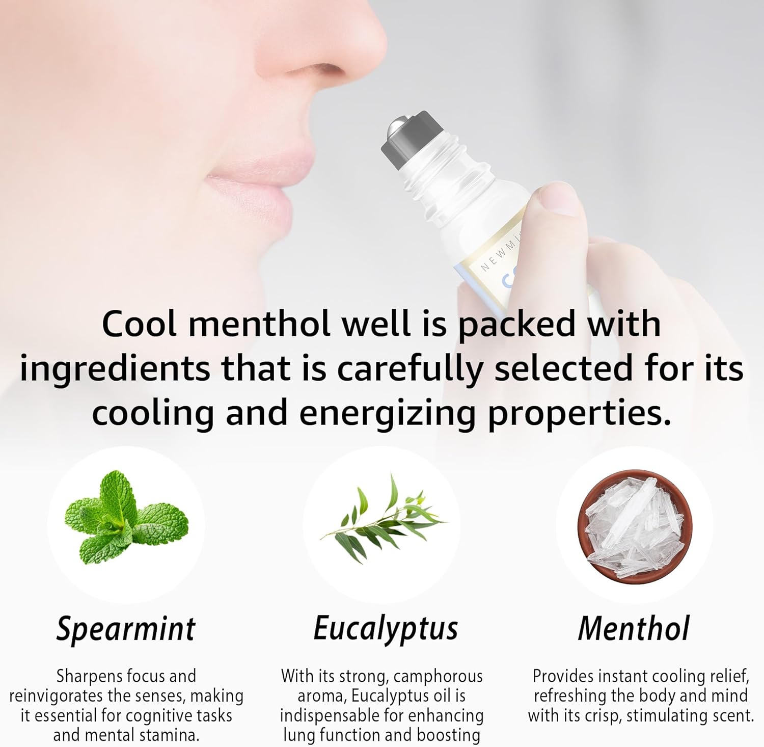 Menthol Aromatherapy Blend Roll On Pack of 3 - Perfect Selfcare Gift for Birthday Christmas or Stocking Stuffers