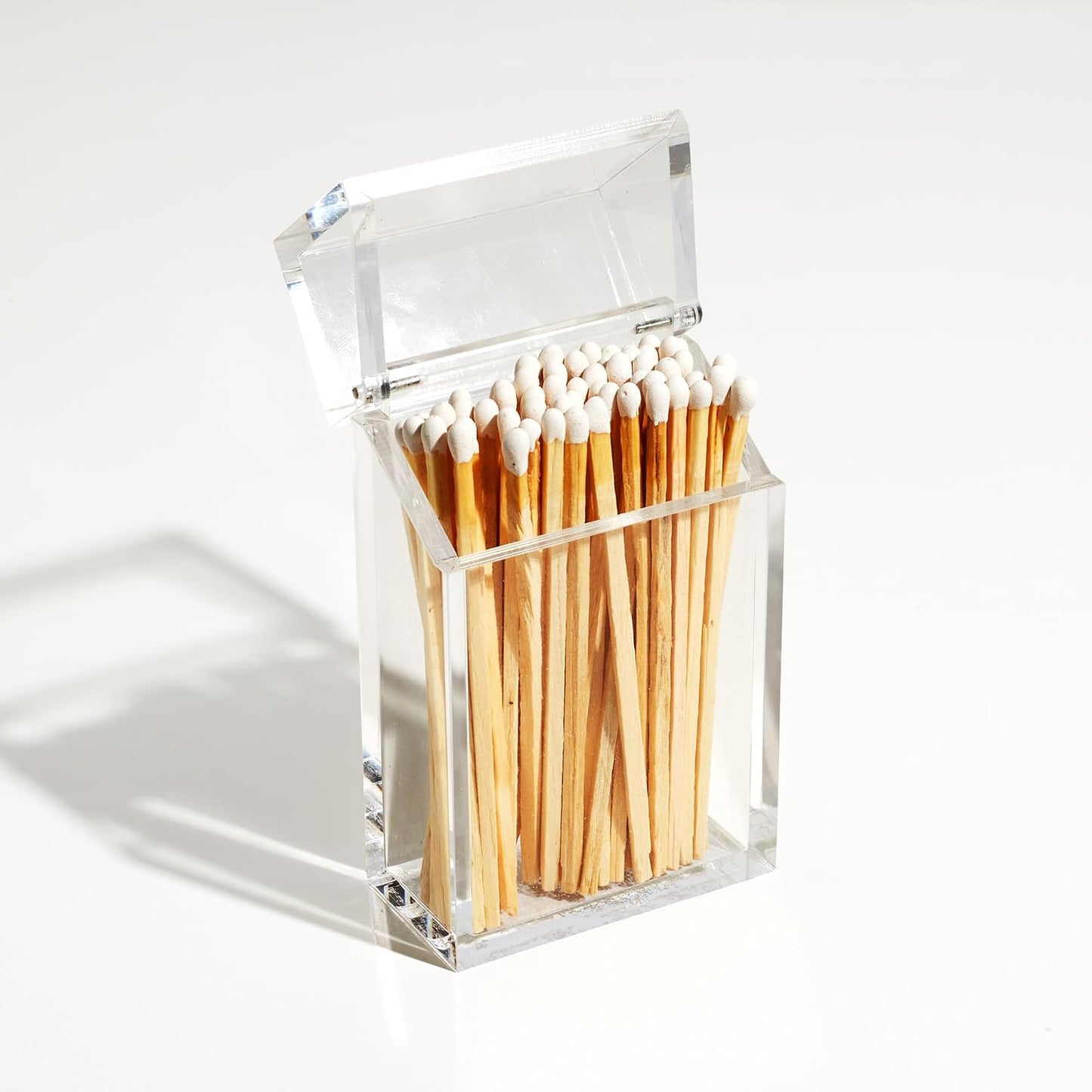 GLINT Design Luxe Acrylic Case Holder for 4" Safety Matches (White / Natural)
