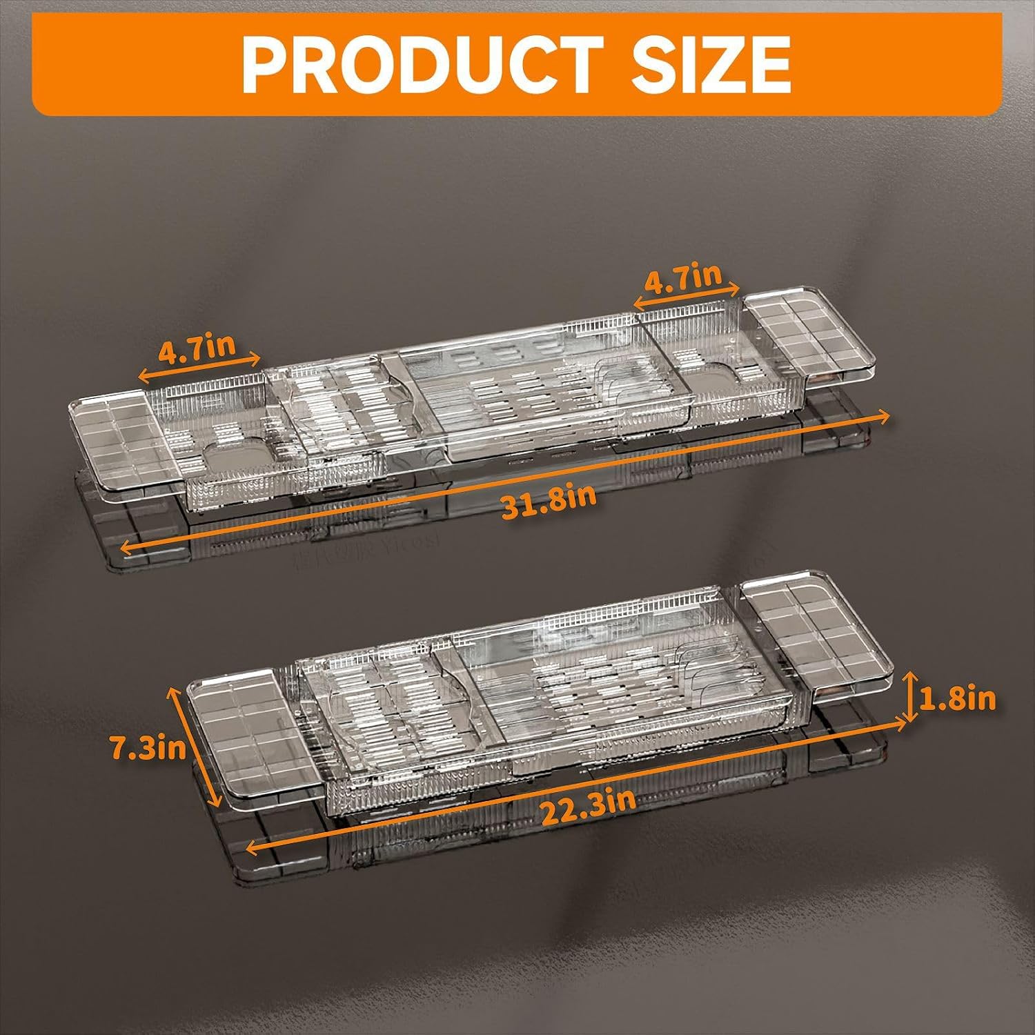 Expandable Bathtub Trays for Tub,Acrylic Bath Shelf Over Tub,with Non-Slip Design iPad Holder for Books Phone，Suitable for Bathtubs with an Internal Width of up to 28 Inch