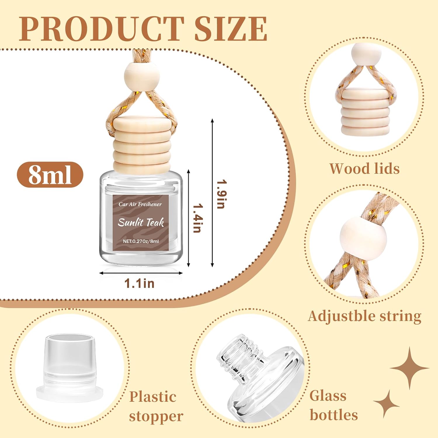 6 Pack Car Air Freshener - Mothers Day Gift for Her, Hanging Air Freshener Essential Oil Diffuser, Romantic Car Scents Cute Auto Decor Birthday Gifts for Women/Men
