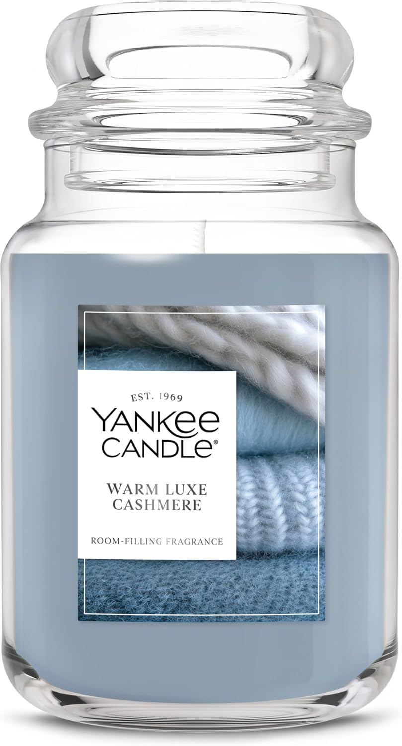Yankee Candle Warm Luxe Cashmere, Scented Candle, 22oz Large Jar with up to 150 Hour Burn Time, Giftable