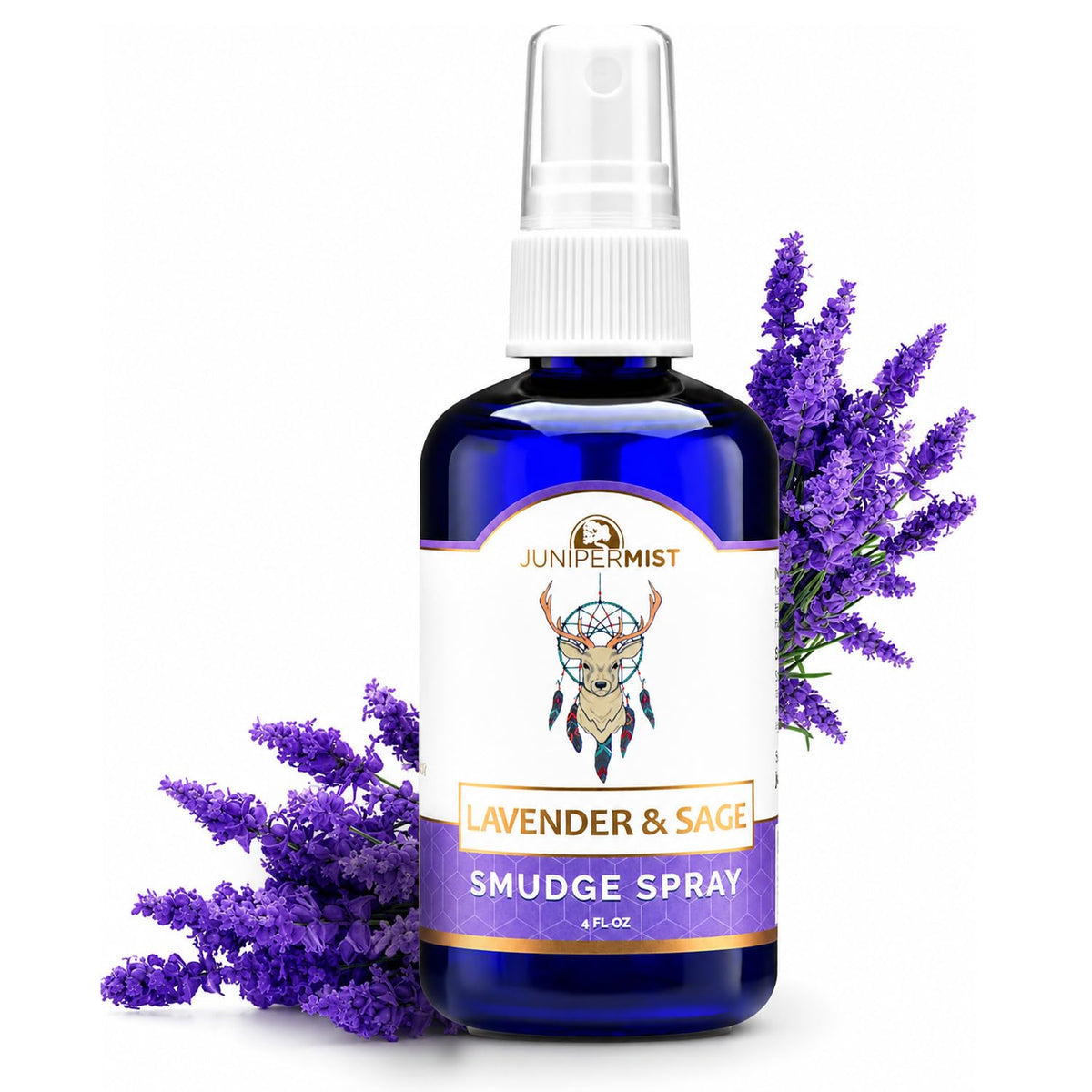 Lavender &amp; Sage Smudge Spray (114ml), Lavender Spray with White Sage Aromatherapy Mist, Calm &amp; Cleansing Negative Energy, Spiritual Room Spray, Smokeless Smudge Spray, Yoga Spray